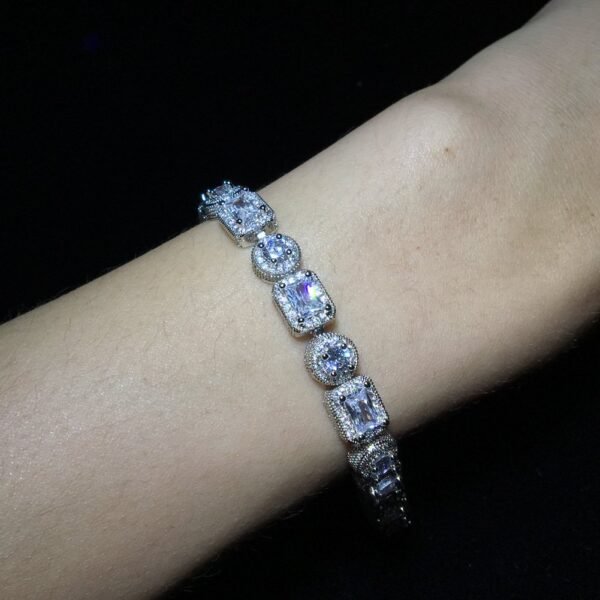 Iced Out Emerald-Round Cut Bracelet - Image 4