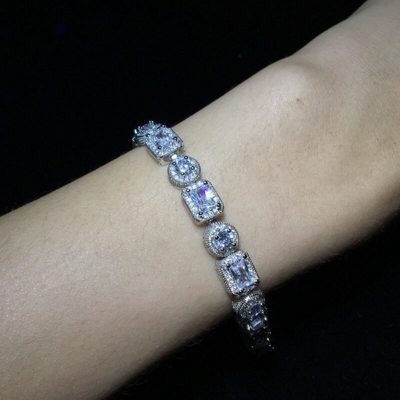 Iced Out Emerald-Round Cut Bracelet - Image 4