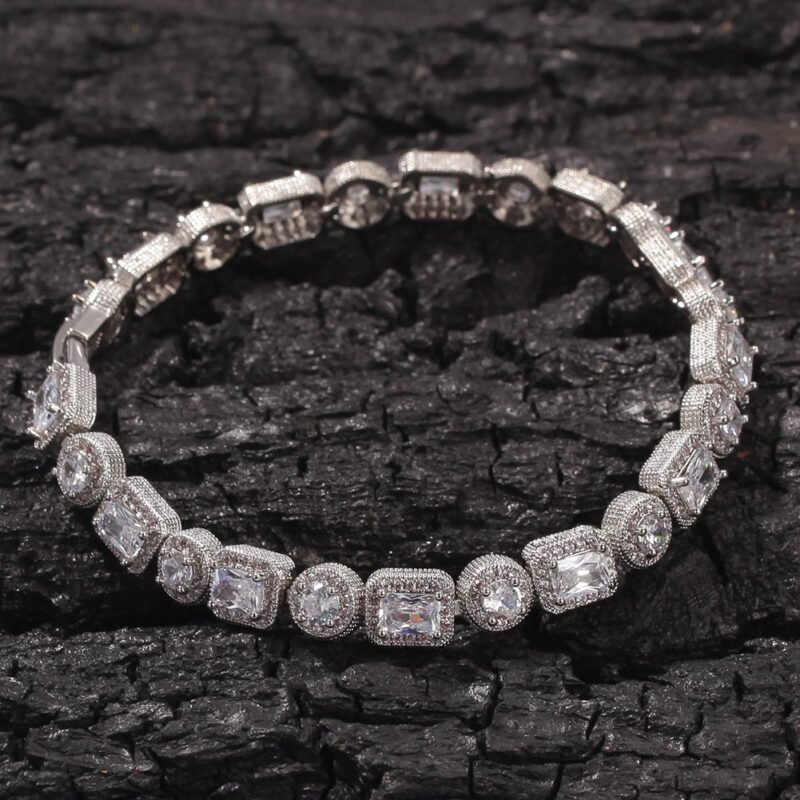 Iced Out Emerald-Round Cut Bracelet