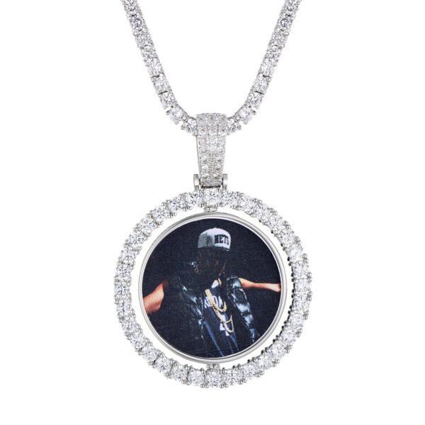 Customized Double side spinning Photo Pendant Chain