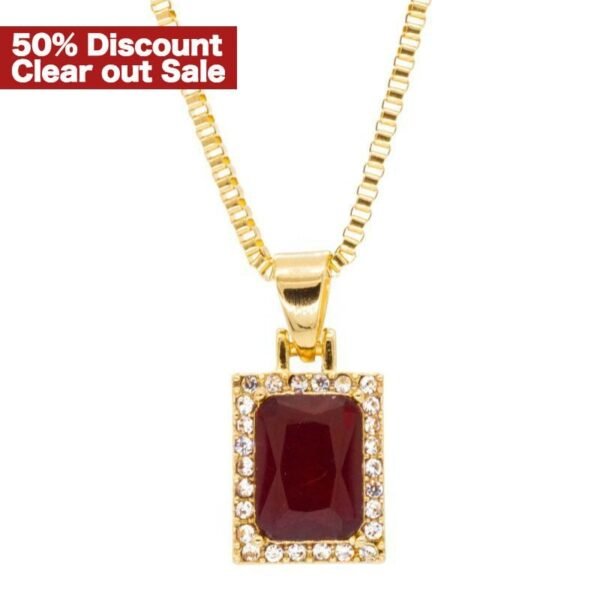 Gold Mini Red Ruby Diamond Chain