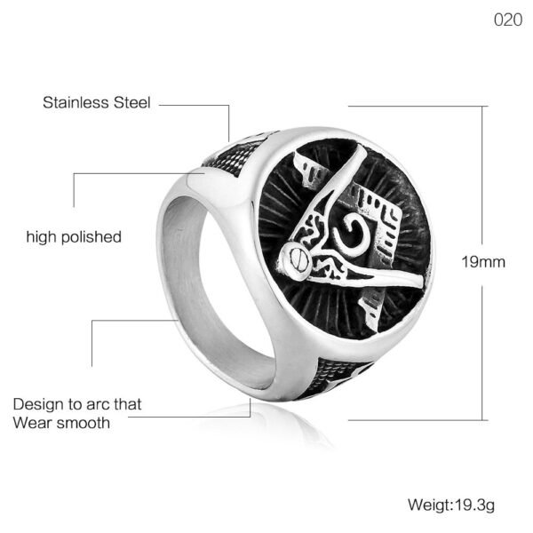 Simple Silver Freemason Ring - Image 6