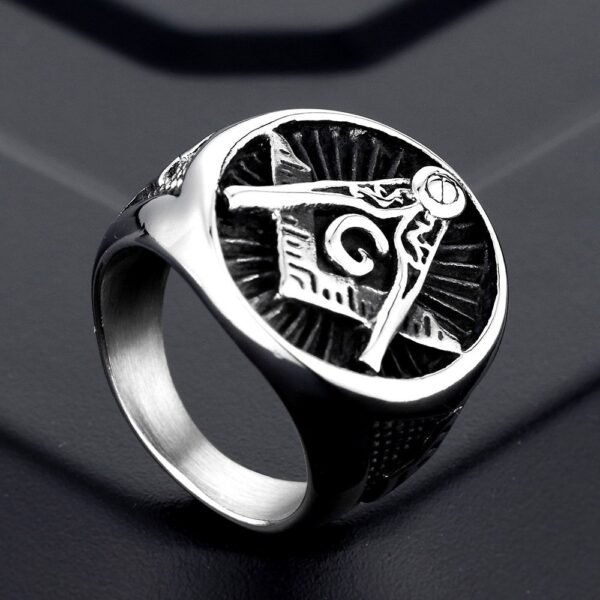 Simple Silver Freemason Ring - Image 3
