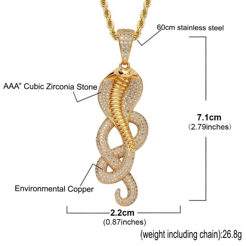 Gold Iced Out King Cobra Chain - Image 2