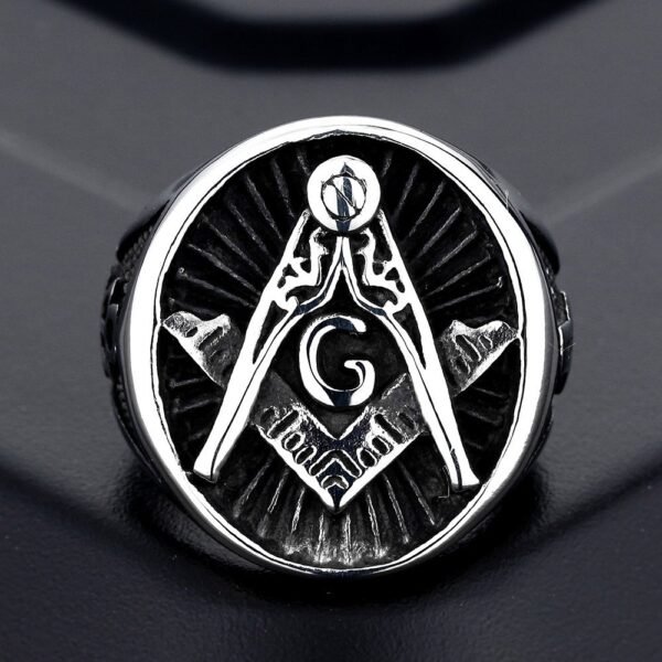 Simple Silver Freemason Ring - Image 5