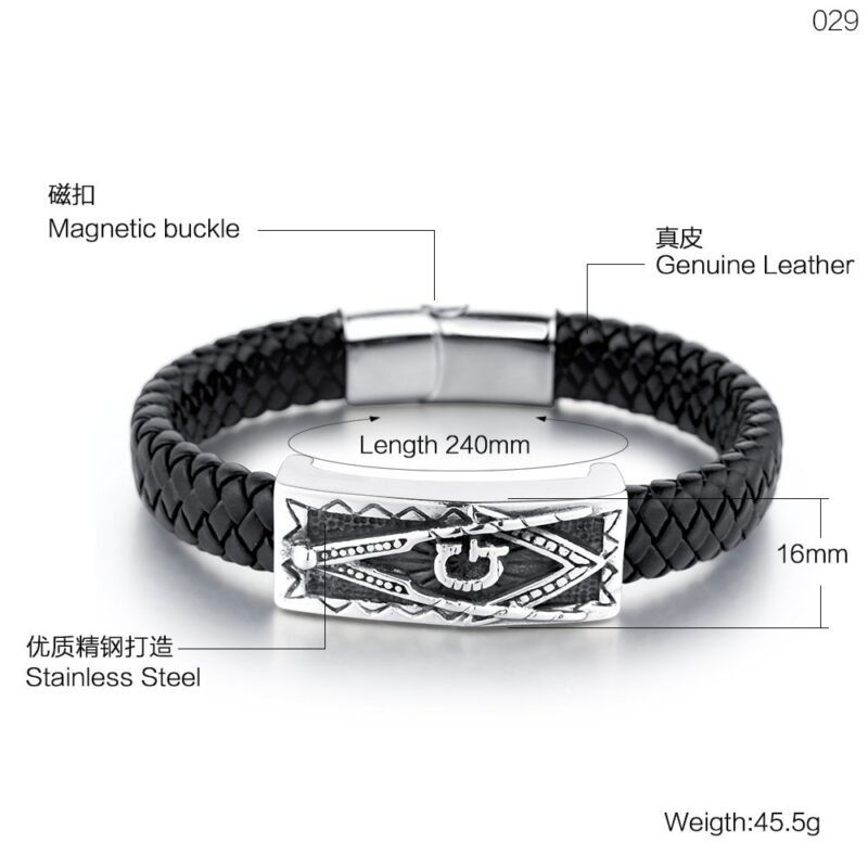 Classic Freemason Leather Bracelet - Image 2