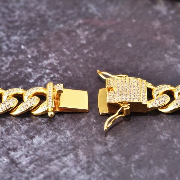Celebrity Gold Finish Iced Out Cuban Link Choker Chain - Image 5