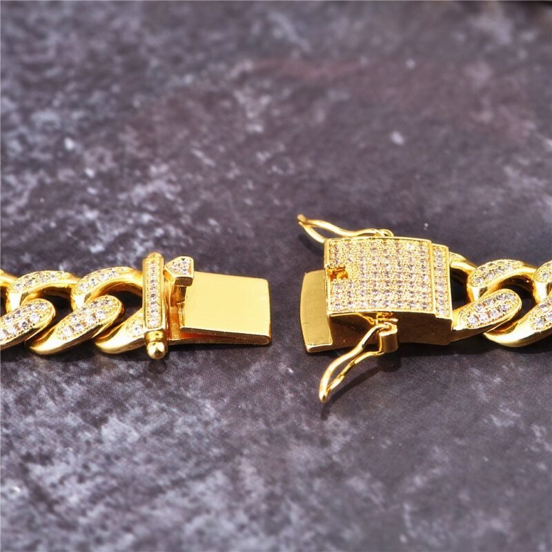 Celebrity Gold Finish Iced Out Cuban Link Choker Chain - Image 5