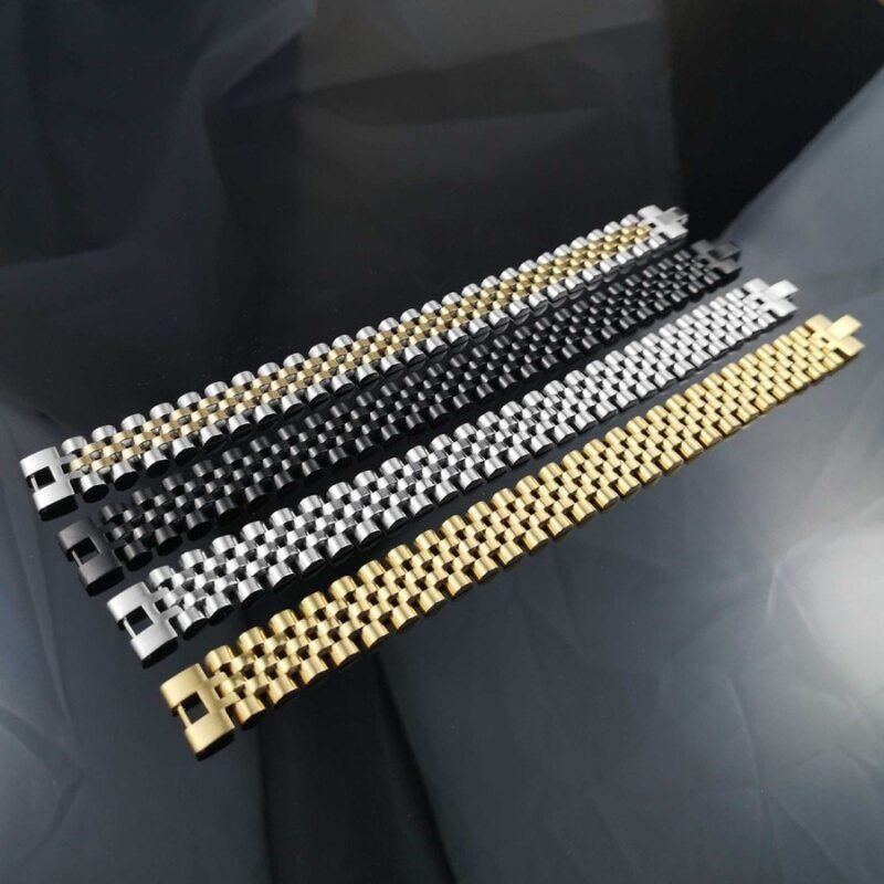 Classic Silver Titanium Steel Rollie Bracelet - Image 4