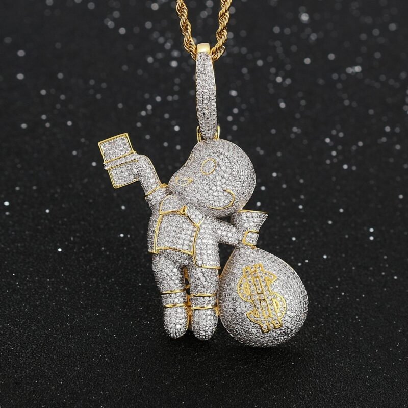 Iced Out Fly Money Bag Grabber Chain - Image 2