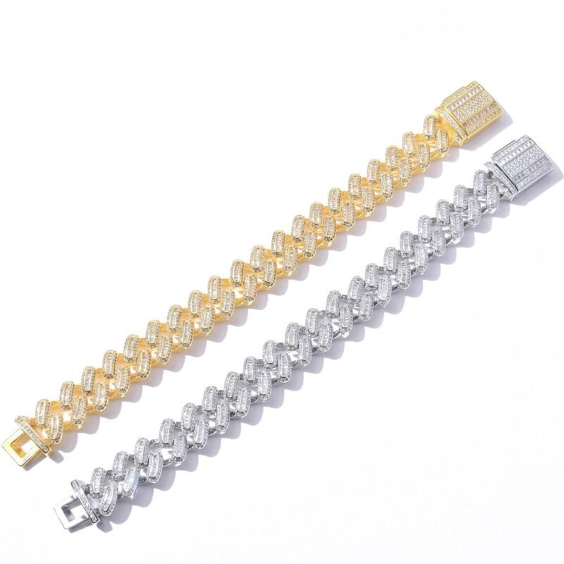 15mm Baguette Flooded Cuban Link Bracelet - Image 5