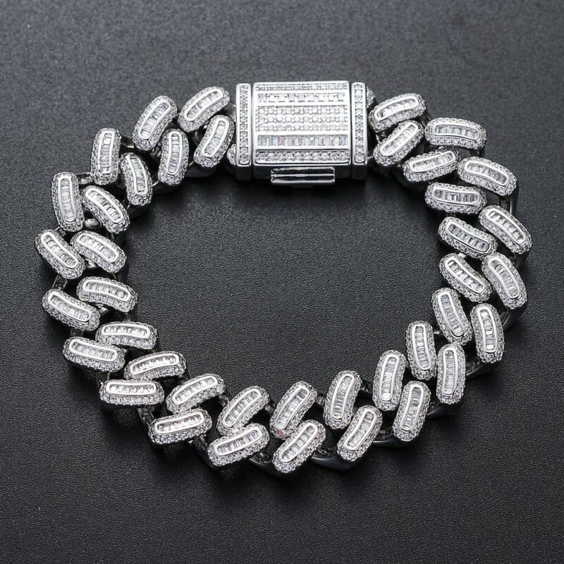 15mm Baguette Flooded Cuban Link Bracelet - Image 6