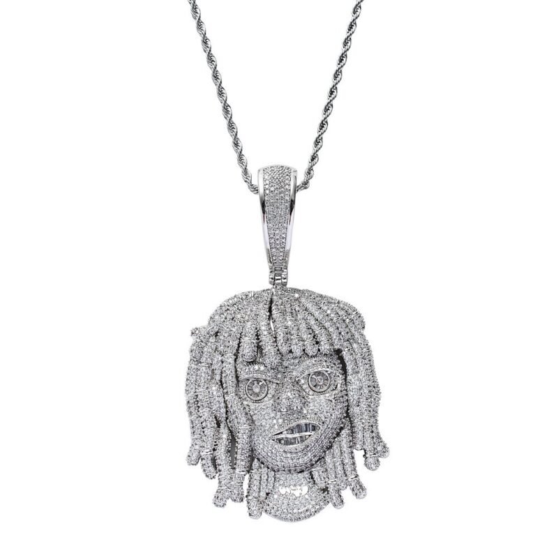 Ice Flooded Lil Pump Dreadlock Chain Silver