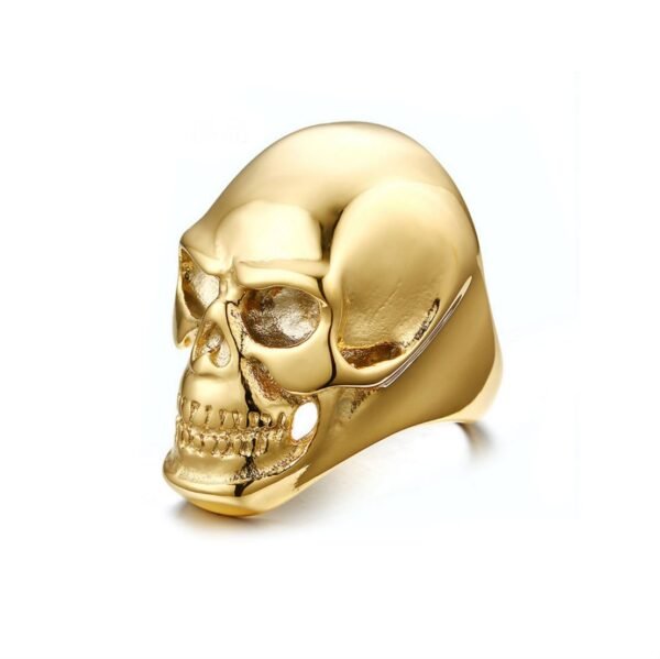 Gold Stainless Steel Spooky Skull Ring
