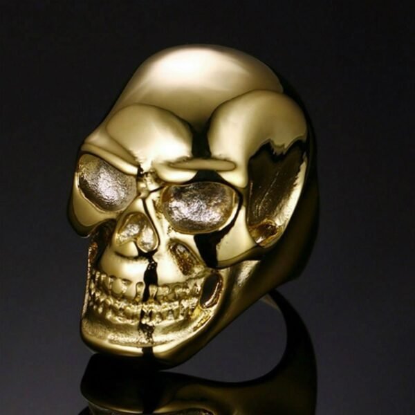 Gold Stainless Steel Spooky Skull Ring - Image 5