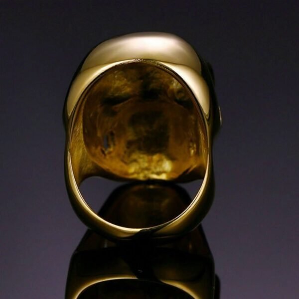 Gold Stainless Steel Spooky Skull Ring - Image 4