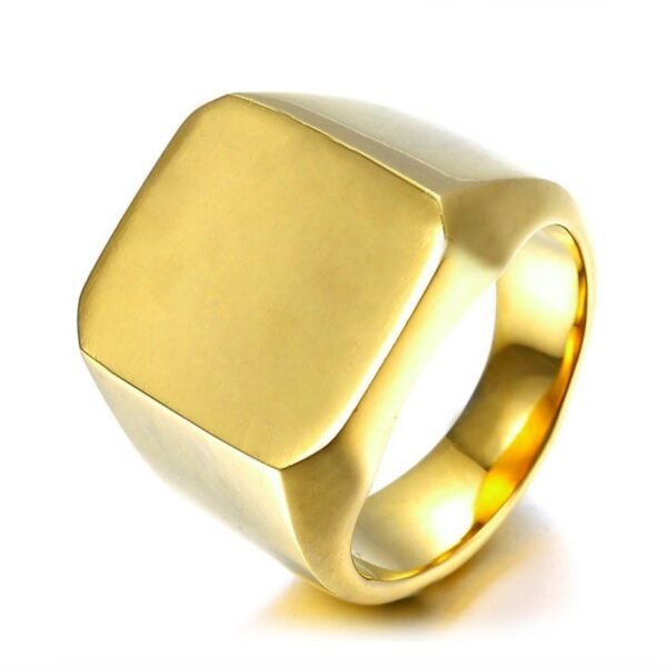 Classic Plain Gold Signet Ring - Image 4