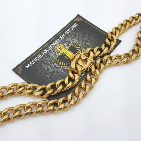 Gold Stainless Steel - 12mm Chunk Bold Miami Cuban Link Chain - Image 3
