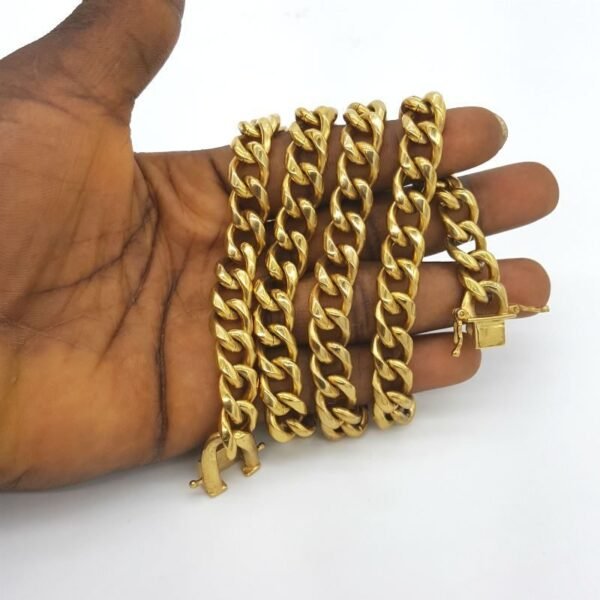 Gold Stainless Steel - 12mm Chunk Bold Miami Cuban Link Chain - Image 4