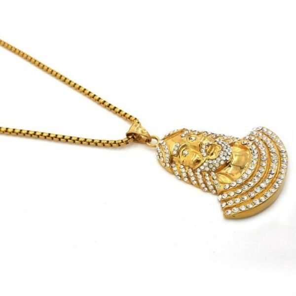 Gold Iced Out Jesus Portrait Chain - Image 2
