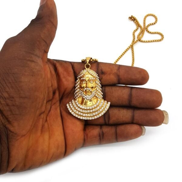 Gold Iced Out Jesus Portrait Chain - Image 5
