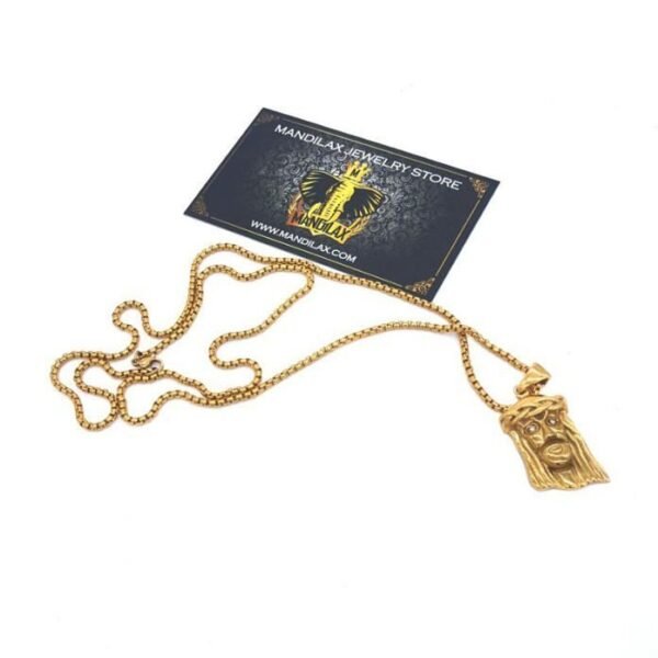 Gold Mini Jesus Piece Chain - Image 4