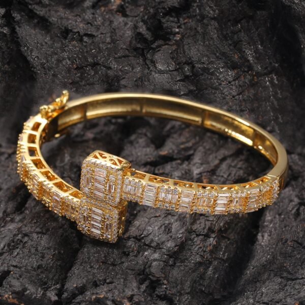 Iced Out Gold Baguette Bangle - Image 6