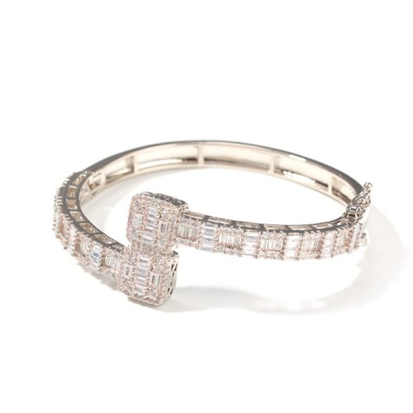 Iced Out Silver Baguette Bangle - Image 2
