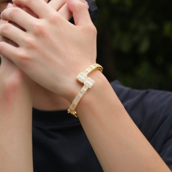 Iced Out Gold Baguette Bangle - Image 7