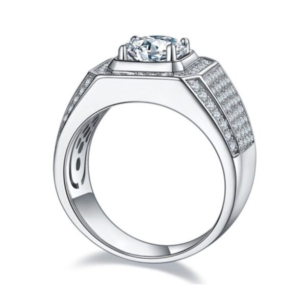 18k White Gold Finish Moissanite Diamond Flooded Ring - Image 2