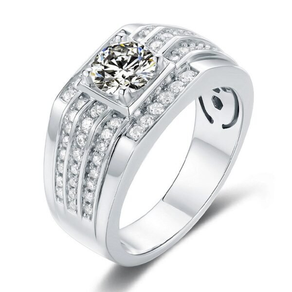 925 Silver Moisannite Diamond Ring | 18k White Gold Finish