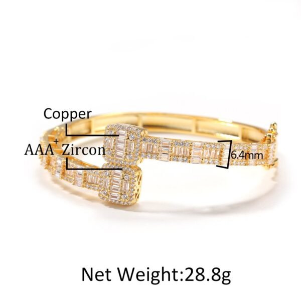 Iced Out Gold Baguette Bangle - Image 4