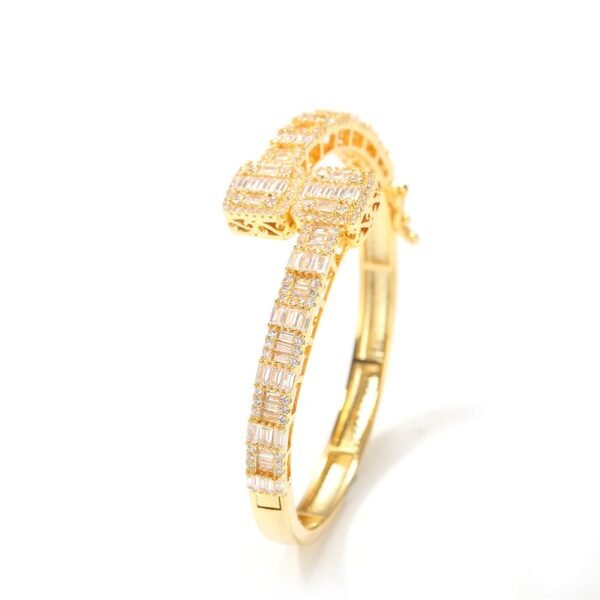 Iced Out Gold Baguette Bangle - Image 3