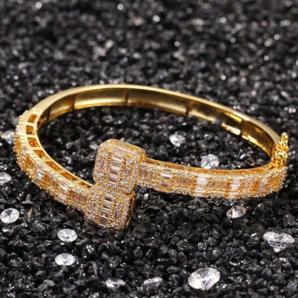 Iced Out Gold Baguette Bangle - Image 5