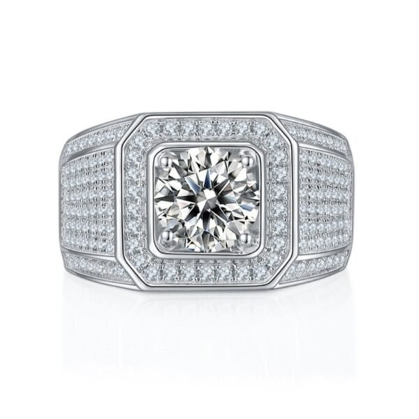 18k White Gold Finish Moissanite Diamond Flooded Ring - Image 3
