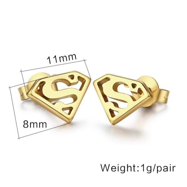 Gold Stainless Superman Sci-fi Stud Earring ME-076 - Image 4