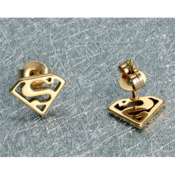 Gold Stainless Superman Sci-fi Stud Earring ME-076 - Image 5