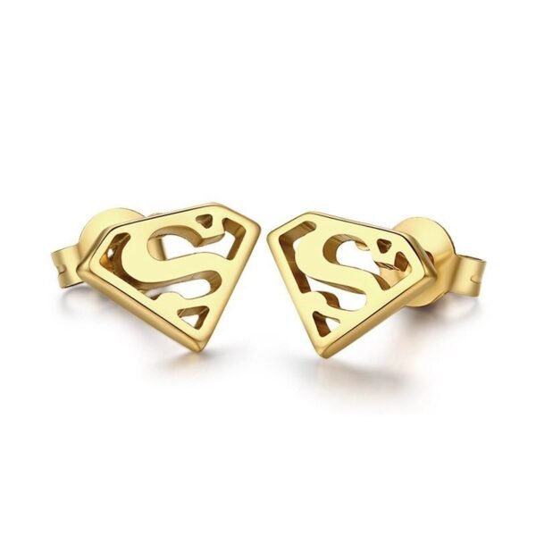 Gold Stainless Superman Sci-fi Stud Earring ME-076