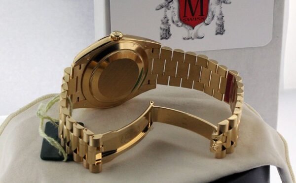 Rollie Gold Chronergy Black Dial Wheel Day Presidential Timepiece - Image 5