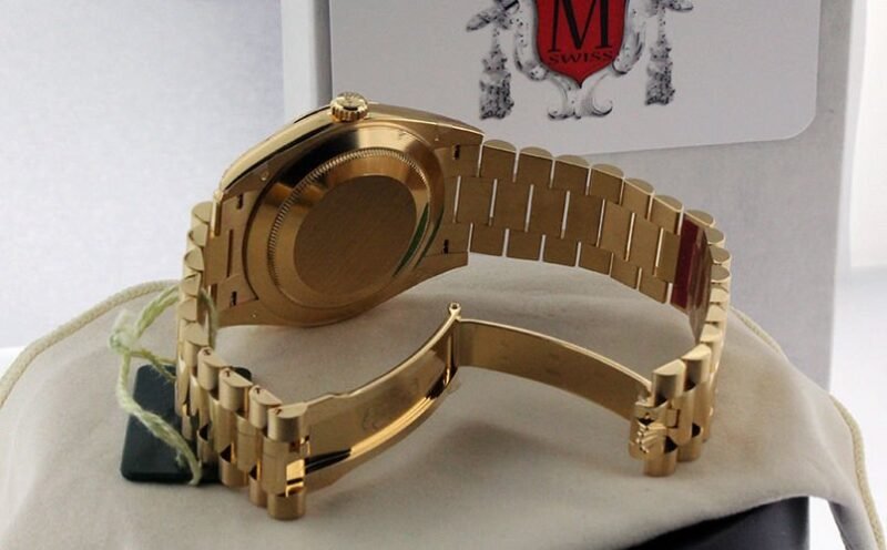 Rollie Gold Chronergy Black Dial Wheel Day Presidential Timepiece - Image 5