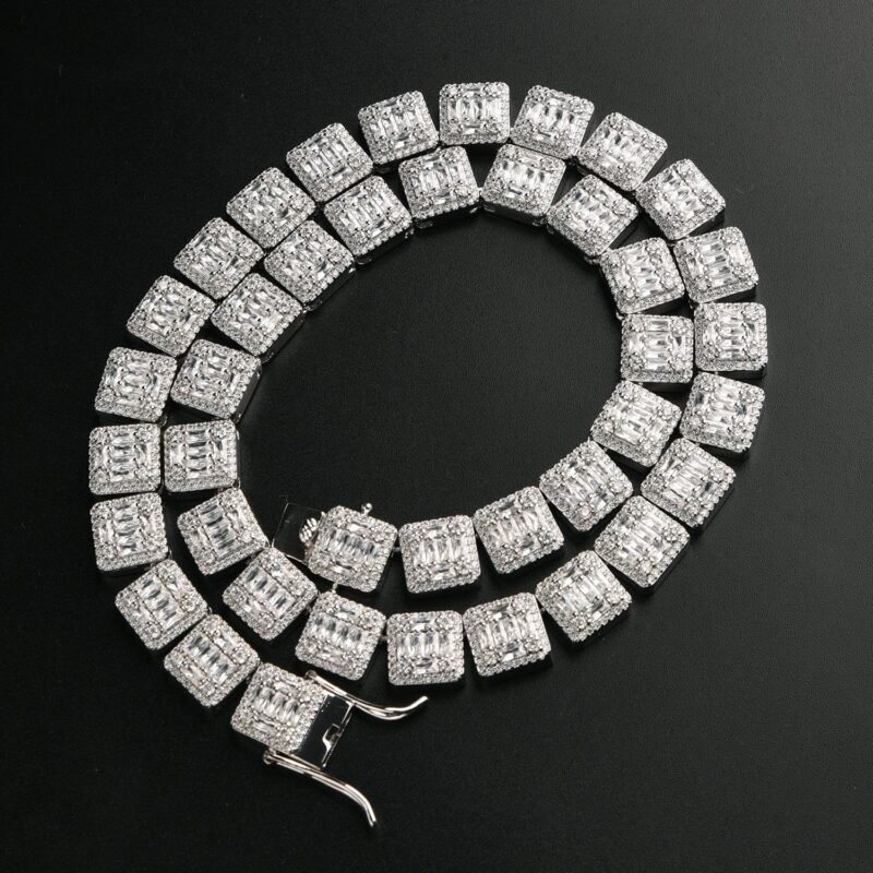 Iced Out Invisible Square Baguette Chain