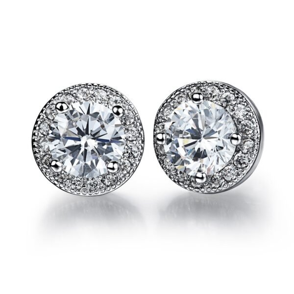 Simple 8mm Micro Inlaid Silver Stud Earring