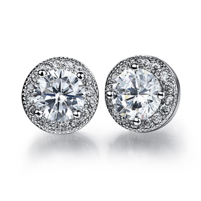 Simple 8mm Micro Inlaid Silver Stud Earring