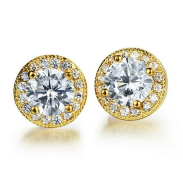 Gold 8mm Paved Diamond Earring