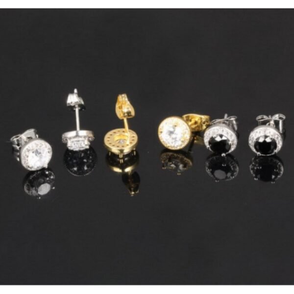 Simple 8mm Micro Inlaid Silver Stud Earring - Image 3