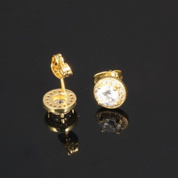 Gold 8mm Paved Diamond Earring - Image 4