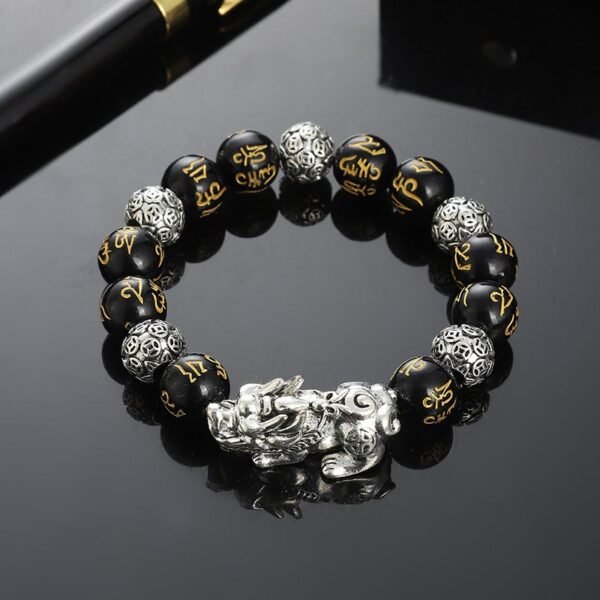 Black and Silver Chinese Feng Shui Dragon Bracelet