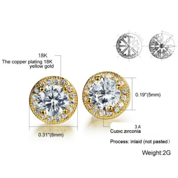 Gold 8mm Paved Diamond Earring - Image 7