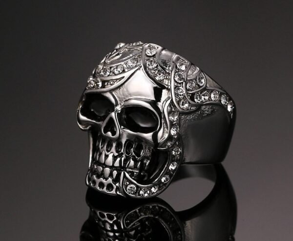 Iced Out Silver Skull Ring - Image 5