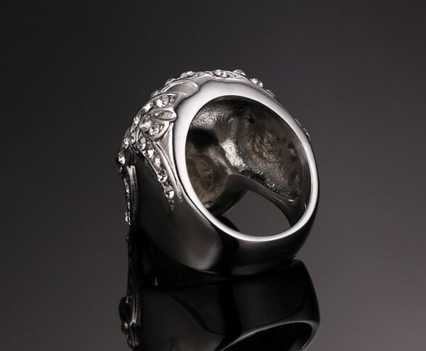 Iced Out Silver Skull Ring - Image 4